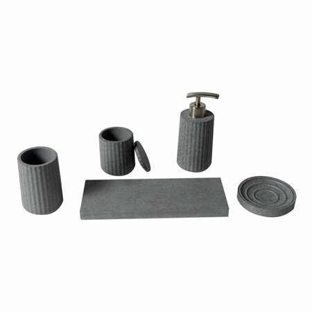 MADE-TO-ORDER 5 Piece Solid Concrete Gray Matte Bathroom Accessory Set MA2752236